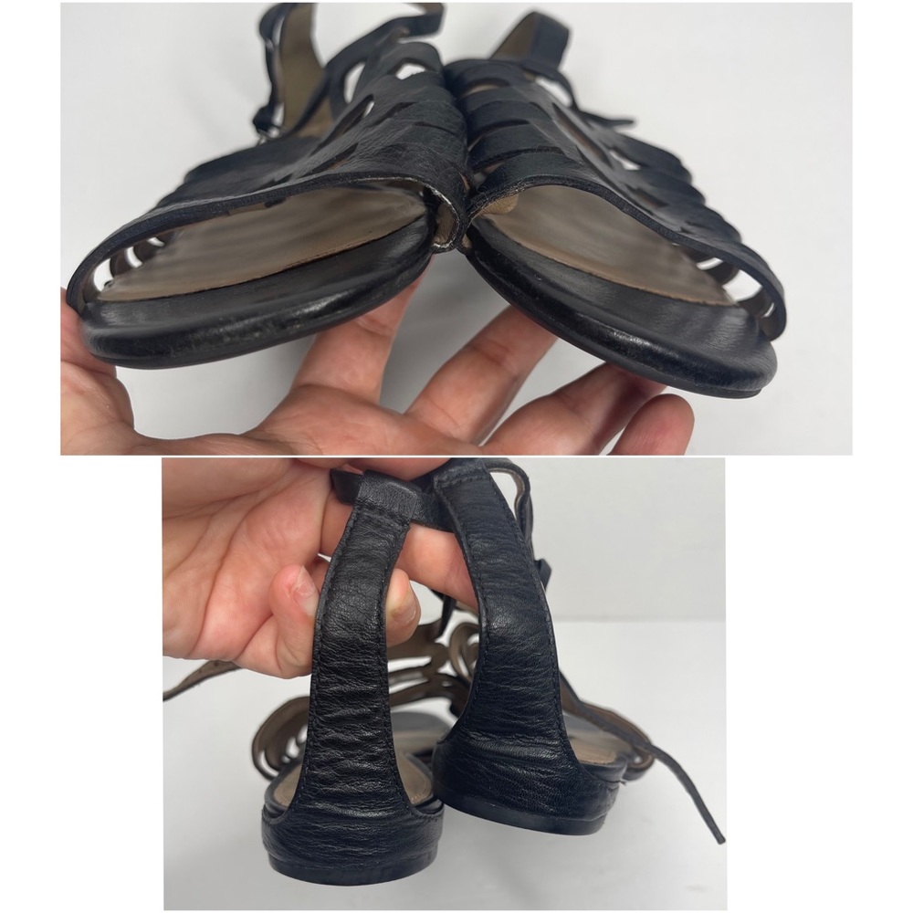 Ecco Gladiator Sandals Size 38 Black Leather Strappy Shoes Flats Comfort Shoe - Picture 13 of 16